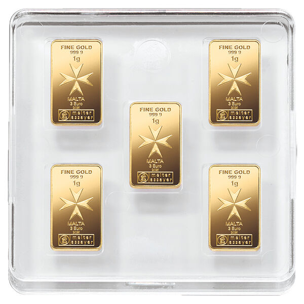 10 x 1 g Goldmünzen Malta CoinBar Box