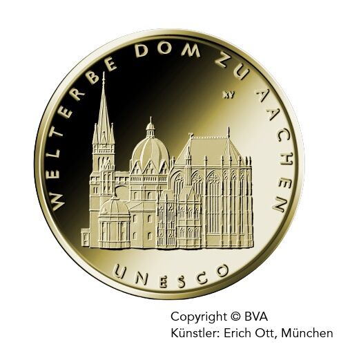 Goldeuro 100 Euro Goldmünze 1/2 Unze 2012 Dom zu Aachen Vorderseite