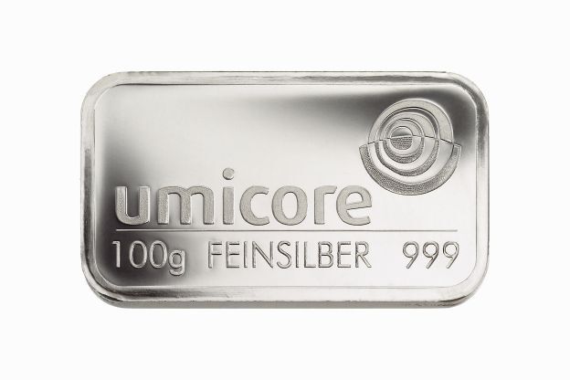 umicore-100-gramm-silber-barren 100g Umicore Silberbarren