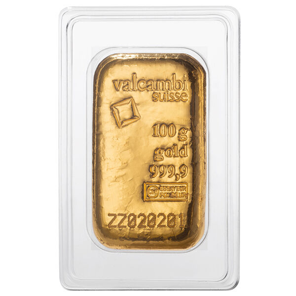100 g Goldbarren Valcambi gegossen