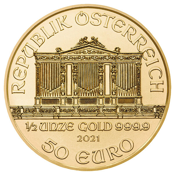 1/2 Unze Gold Wiener Philharmoniker (diverse Jahrgänge) Wiener Philharmoniker 1/2 Unze Goldmünze mit 50 Euro Nennwert und Feinheit 999.9