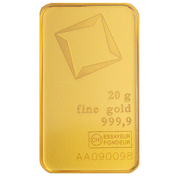 20 g Goldbarren Valcambi geprägt