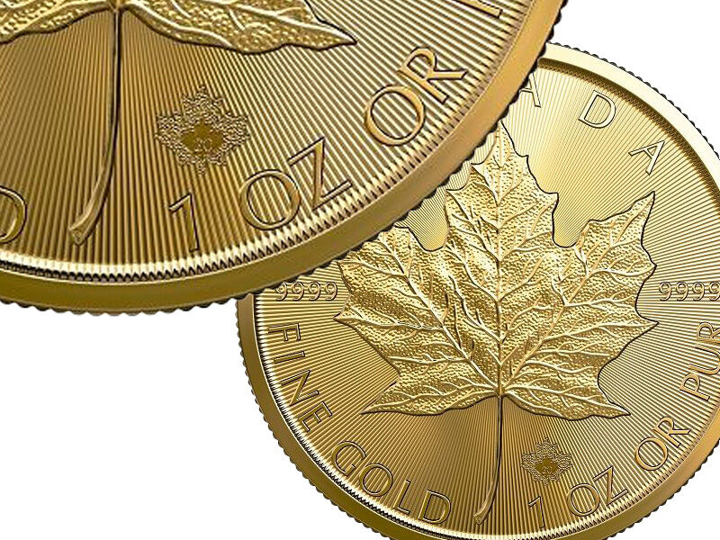 Maple Leaf Goldmünze mit Sicherheitsmerkmalen als Beispiel für die Echtheitsprüfung beim An- und Verkauf