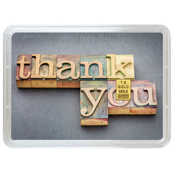 1 g Goldbarren Vielen Dank / Thank You Valcambi 1 g Goldbarren Vielen Dank / Thank You Valcambi