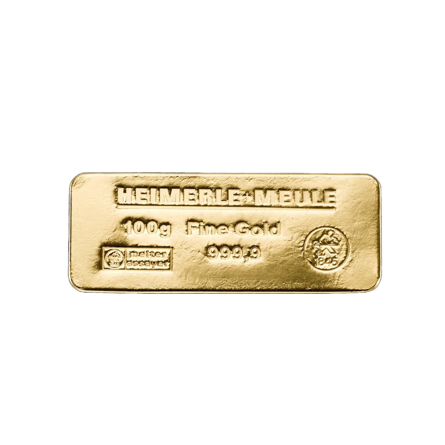 100 g Heimerle + Meule Goldbarren in Sargform als Beispiel für Anlagegold