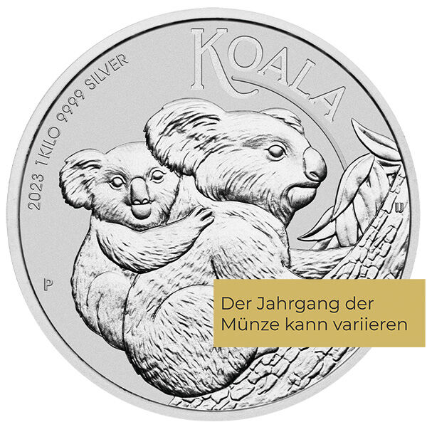 Weitere Rückseitenansicht der Australian Koala Silbermünze 1 kg 2023 mit Koala-Motiv