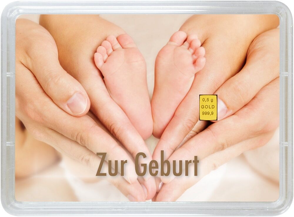 Rückseite des 0,5 g Valcambi Geschenkbarrens Geburt mit Produktangaben