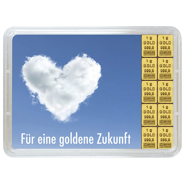 10 x 1 g Goldbarren Goldene Zukunft Valcambi 10 x 1 g Goldbarren Goldene Zukunft Valcambi