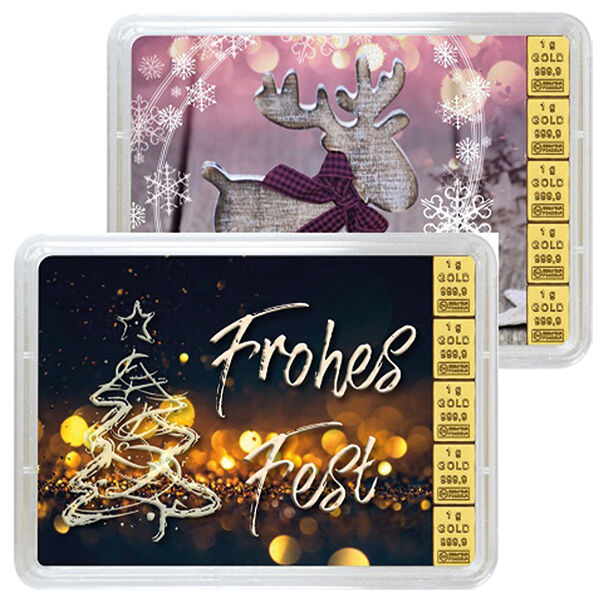 5 x 1 g Goldbarren WeihnachtenValcambi LBMA zertifiziert 5 x 1 g Goldbarren WeihnachtenValcambi LBMA zertifiziert