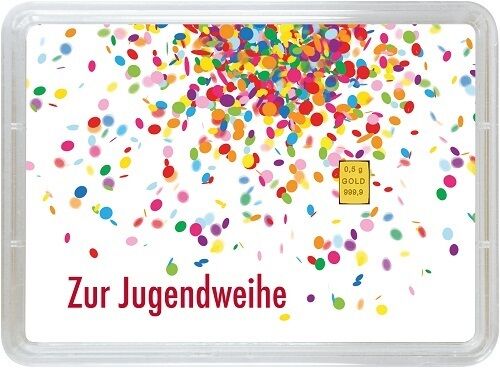 0,5g Goldbarren Geschenk Jugendweihe Vorderseite Valcambi Moroder Scheideanstalt