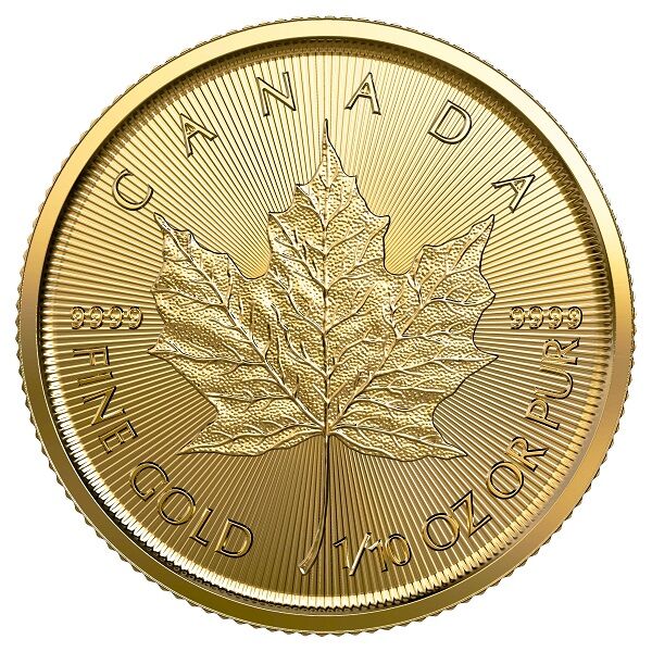 5 Dollar Maple Leaf - zehntel Unze Gold - Rückseite 2019 Kanada Blatt Münze