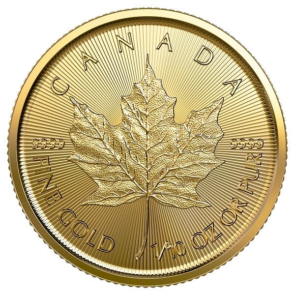 5-dollar-maple-leaf-zehntel-unze-gold-rueckseite-2019 5 Dollar Maple Leaf - zehntel Unze Gold - Rückseite 2019 Kanada Blatt Münze