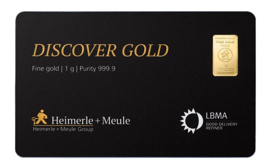 1 x 1 g Discover Goldbarren von Heimerle + Meule als kleiner Anlagebarren