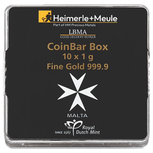 10 x 1 g Goldmünzen Malta CoinBar Box