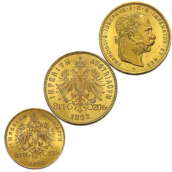 Österreichische 4 Florin 8 Kronen Goldmünze als historische Anlagemünze