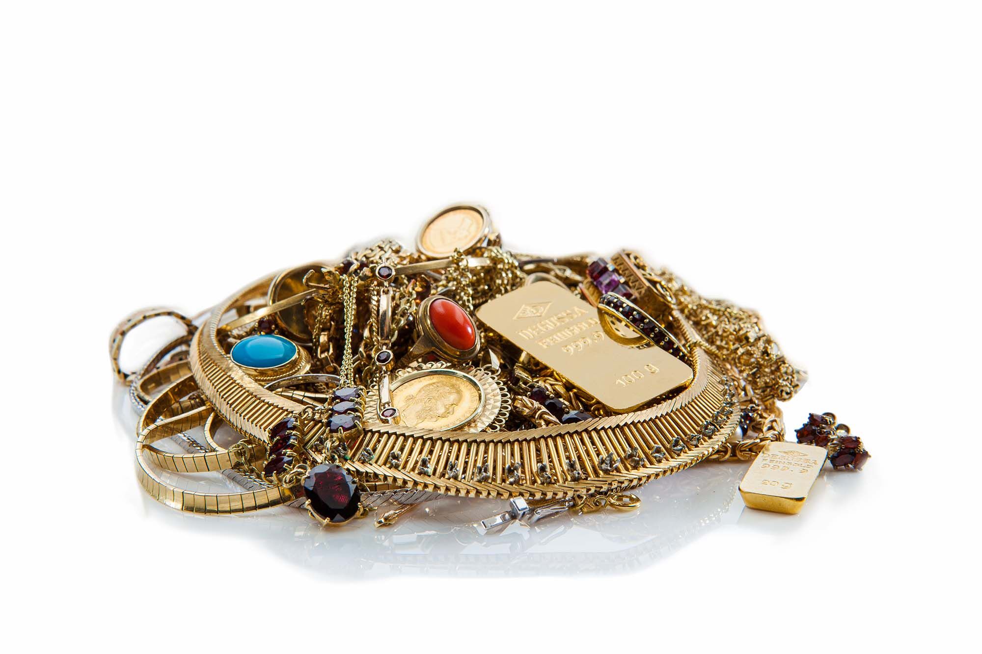 verschiedener Altgold Schmuck