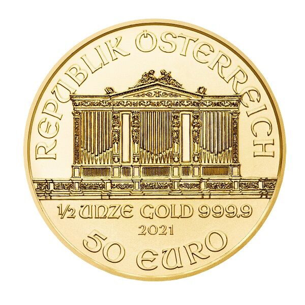 50 Euro Wiener Philharmoniker - halbe Unze Gold - Vorderseite 2021 Republik Österreich