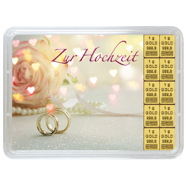 10 x 1 g Goldbarren Hochzeit Valcambi 10 x 1 g Goldbarren Hochzeit Valcambi