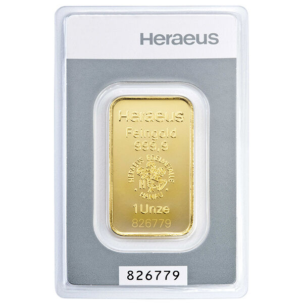 1 Unze Goldbarren Kinebar Heraeus 1 Unze Goldbarren Kinebar Heraeus