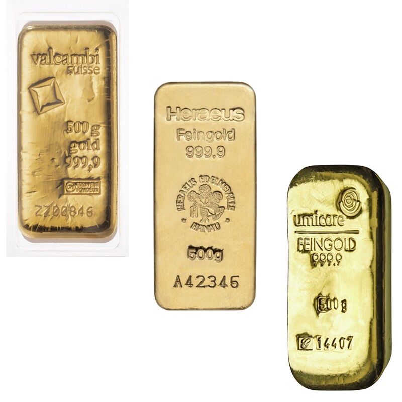 500 g Goldbarren (diverse LBMA zertifizierte Hersteller)