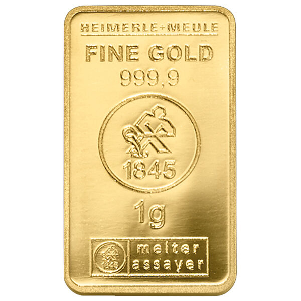 1 g Goldbarren Heimerle und Meule ohne Blister 1 g Goldbarren Heimerle und Meule ohne Blister