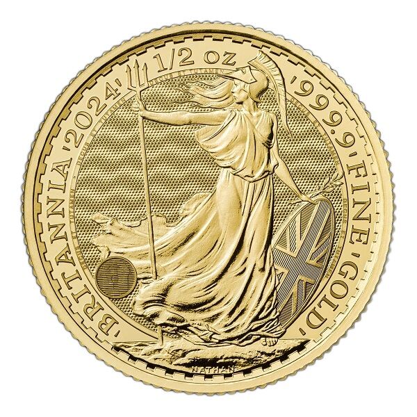 Britannia Goldmünze 2024 1/2 Unze Rückseite Moroder Scheideanstalt