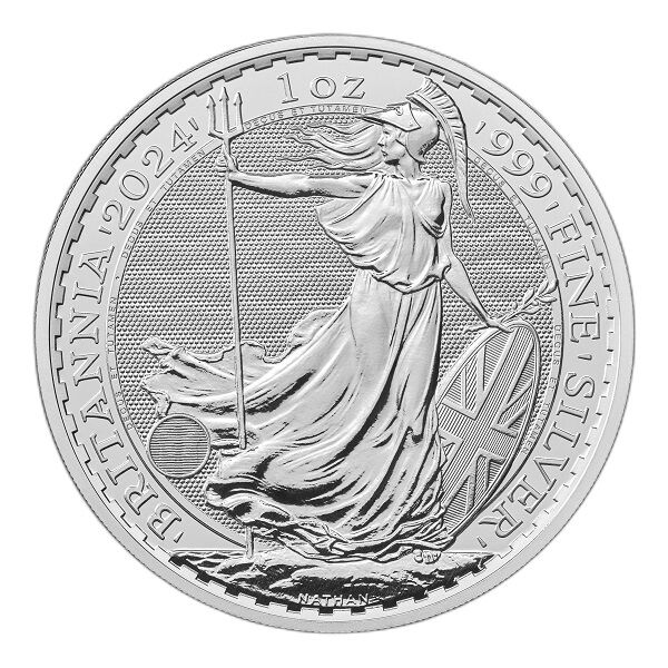 Britannia Silbermünze 2024 1 Unze Rückseite Moroder Scheideanstalt