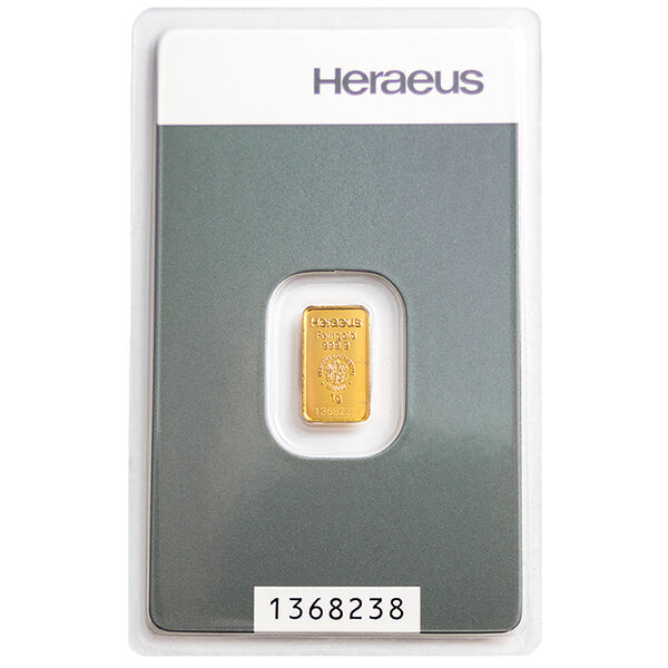 1 g Goldbarren Heraeus 1 g Goldbarren Heraeus
