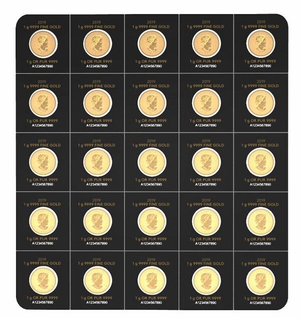 25 x 1 g Maplegram Rückseite 25 x 1 g Maplegram Rückseite