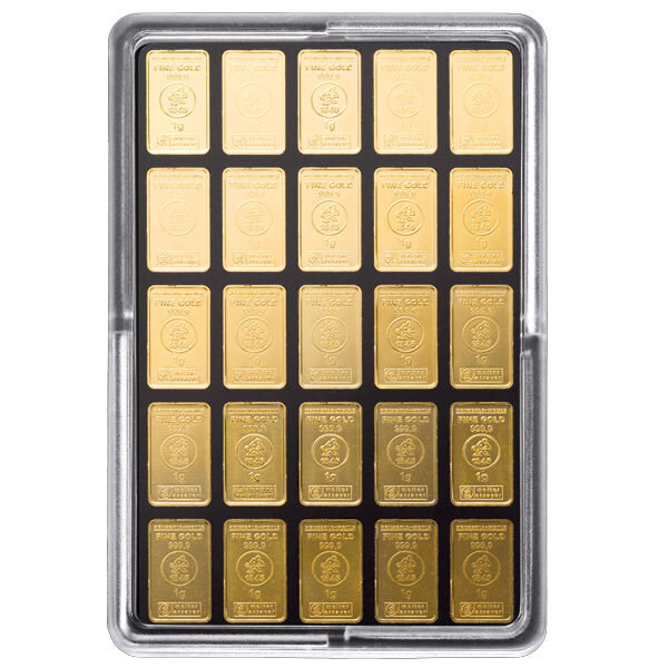 25 x 1 g Goldbarren Heimerle und Meule UnityBar LBMA zertifiziert 25 x 1 g Goldbarren Heimerle und Meule UnityBar LBMA zertifiziert