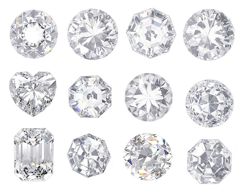 Diamanten und verschiedene Schliffe Moroder Scheideanstalt