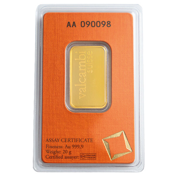 20 g Goldbarren Valcambi geprägt 20 g Goldbarren Valcambi geprägt
