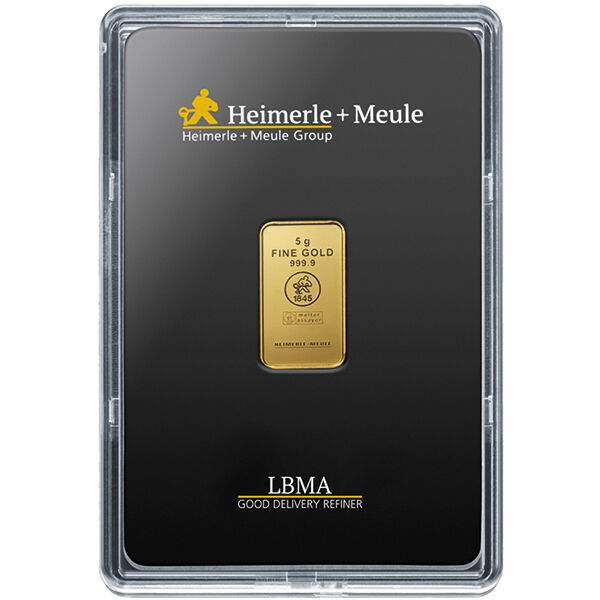 5 g Goldbarren Heimerle und Meule LBMA zertifiziert 5 g Goldbarren Heimerle und Meule LBMA zertifiziert