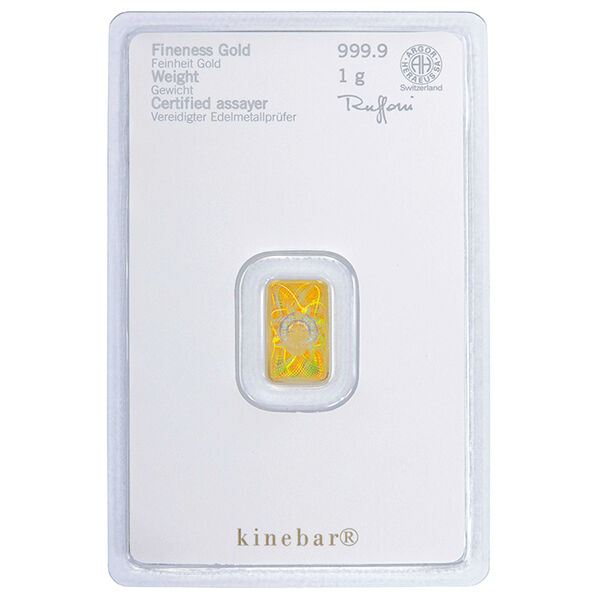 1 g Goldbarren Kinebar Heraeus 1 g Goldbarren Kinebar Heraeus