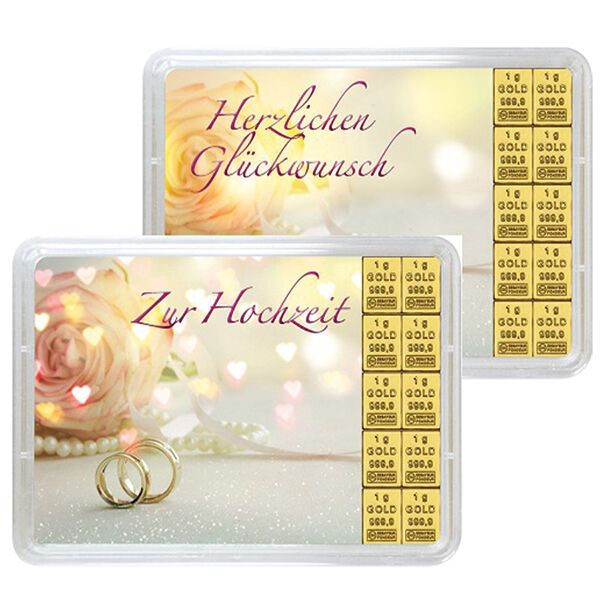 10 x 1 g Goldbarren Hochzeit Valcambi 10 x 1 g Goldbarren Hochzeit Valcambi