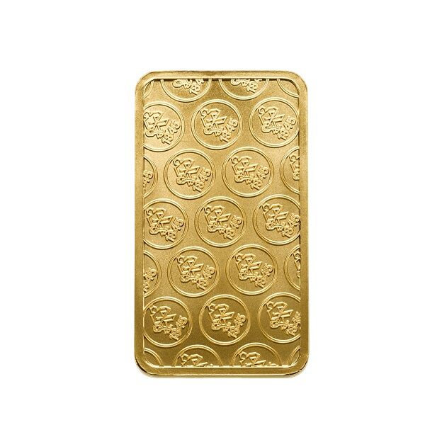 Rückseite eines 1 Unze Heimerle + Meule Goldbarrens mit Produktangaben