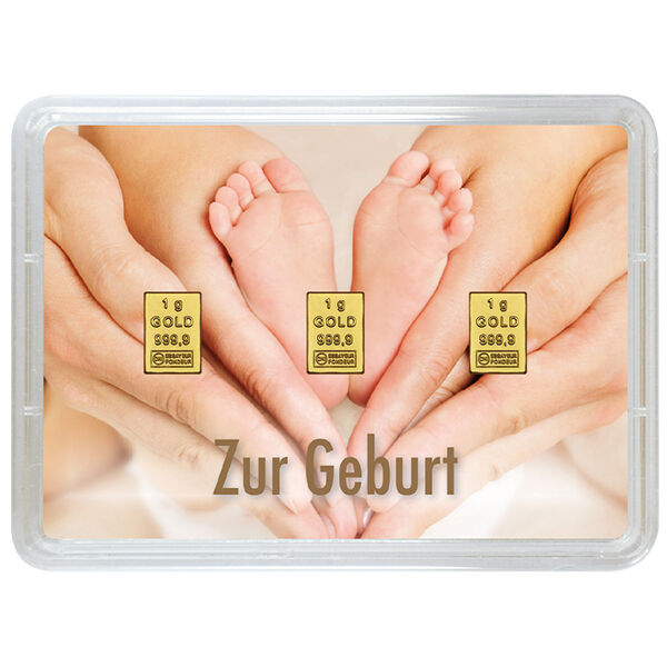 3 x 1 g Goldbarren Geburt Valcambi LBMA zertifiziert 3 x 1 g Goldbarren Geburt Valcambi LBMA zertifiziert