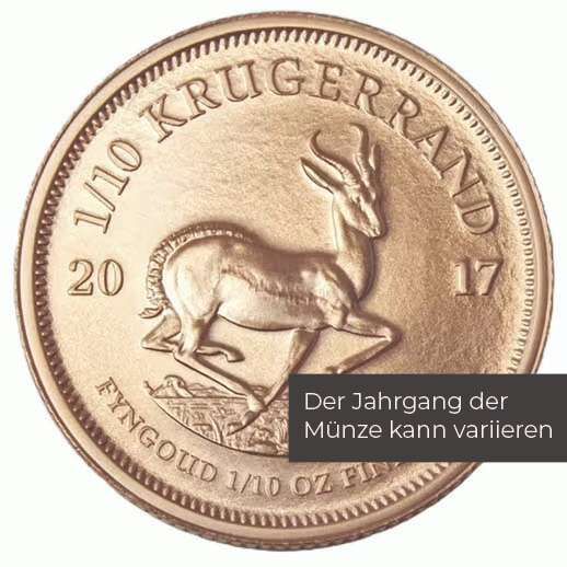 1/10 Unze Gold Krügerrand (diverse Jahrgänge) 1/10 Unze Gold Krügerrand (diverse Jahrgänge)