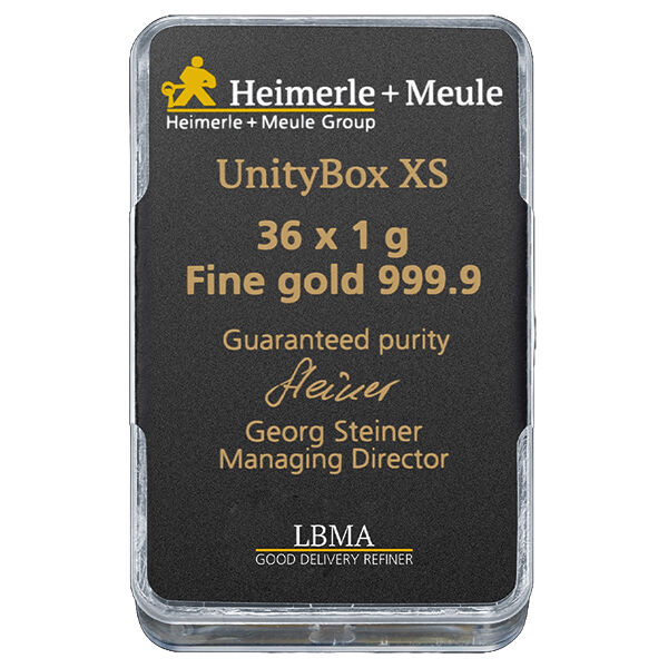36 x 1 g Goldbarren UnityBox Heimerle und Meule