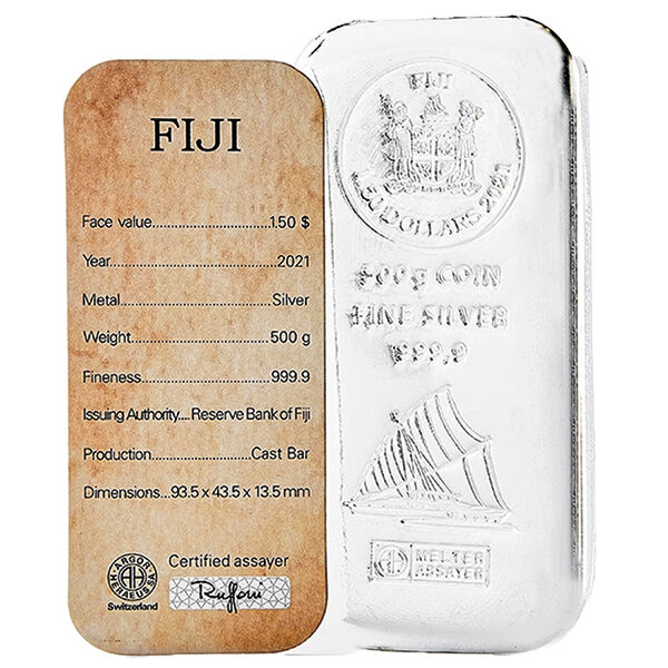 500 g Silber Fiji Münzbarren (Argor-Heraeus)