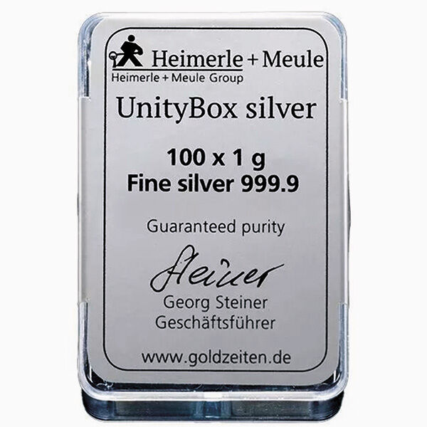 100 x 1 g Silberbarren UnityBox Heimerle und Meule 100 x 1 g Silberbarren UnityBox Heimerle und Meule