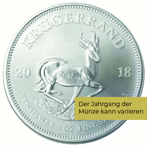 1 Unze Silber Krügerrand (diverse Jahrgänge) 1 Unze Silber Krügerrand (diverse Jahrgänge)