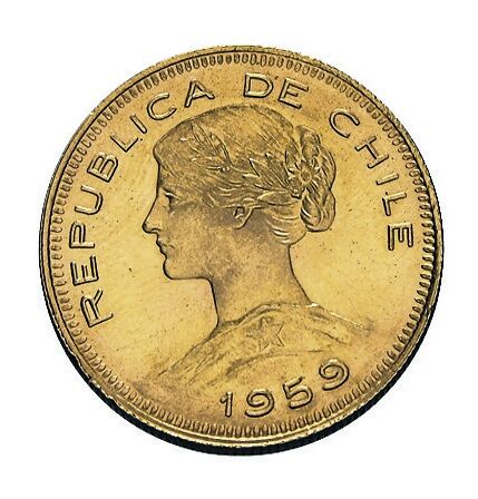 100 Pesos Chile Goldmünze Vorderseite