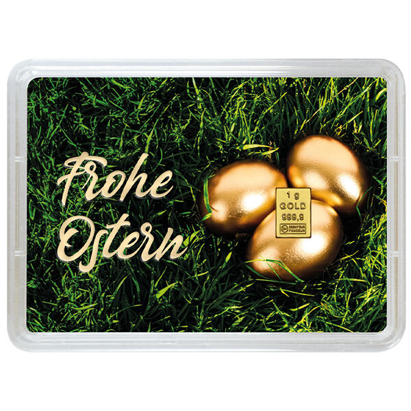 1 g Goldbarren Frohe Ostern Valcambi 1 g Goldbarren Frohe Ostern Valcambi